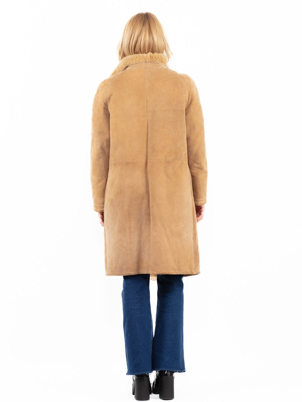 Vintage 80's Women Sheepskin Coat in BeigeA0071