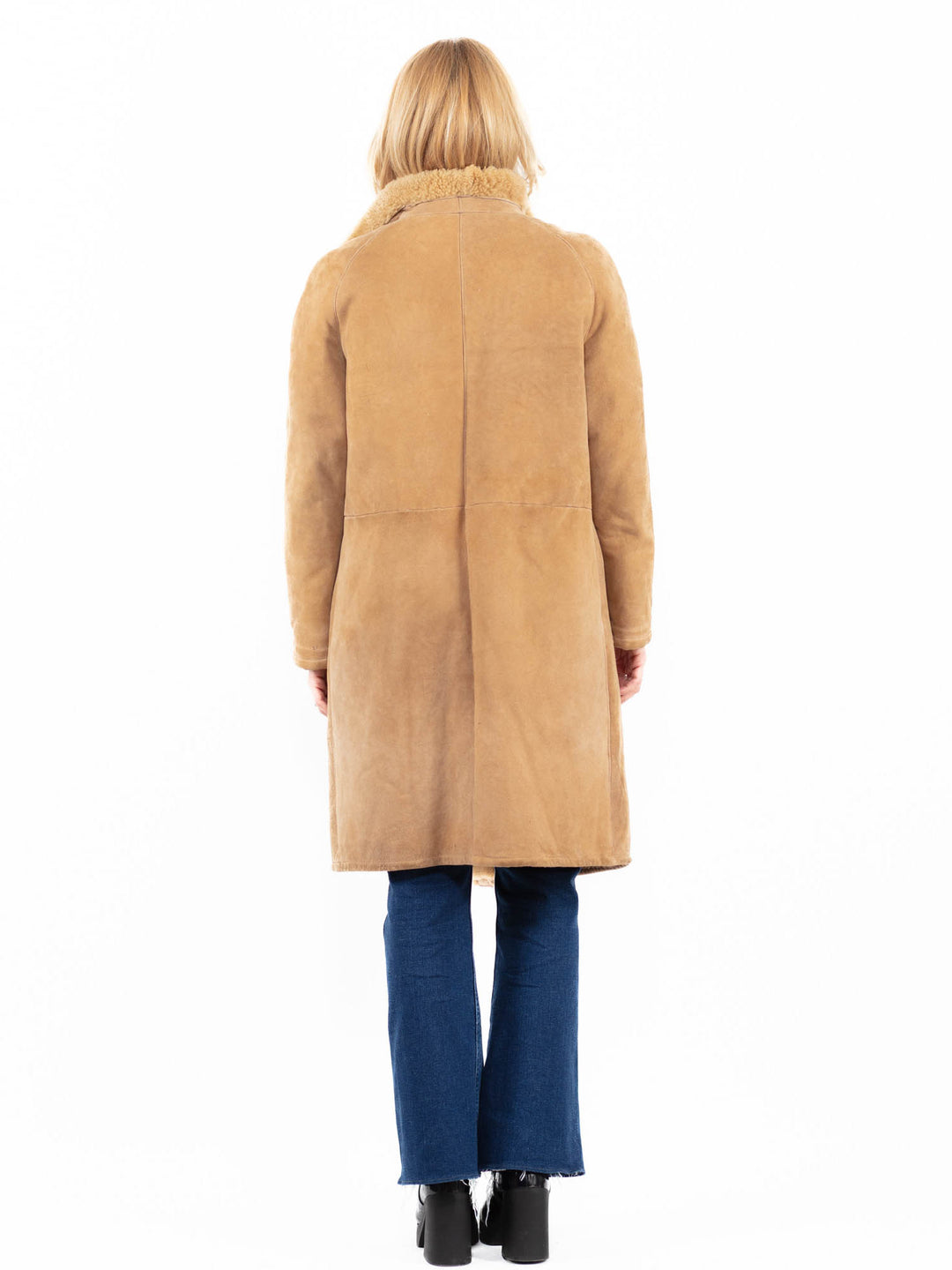 Vintage 80's Women Sheepskin Coat in BeigeA0071