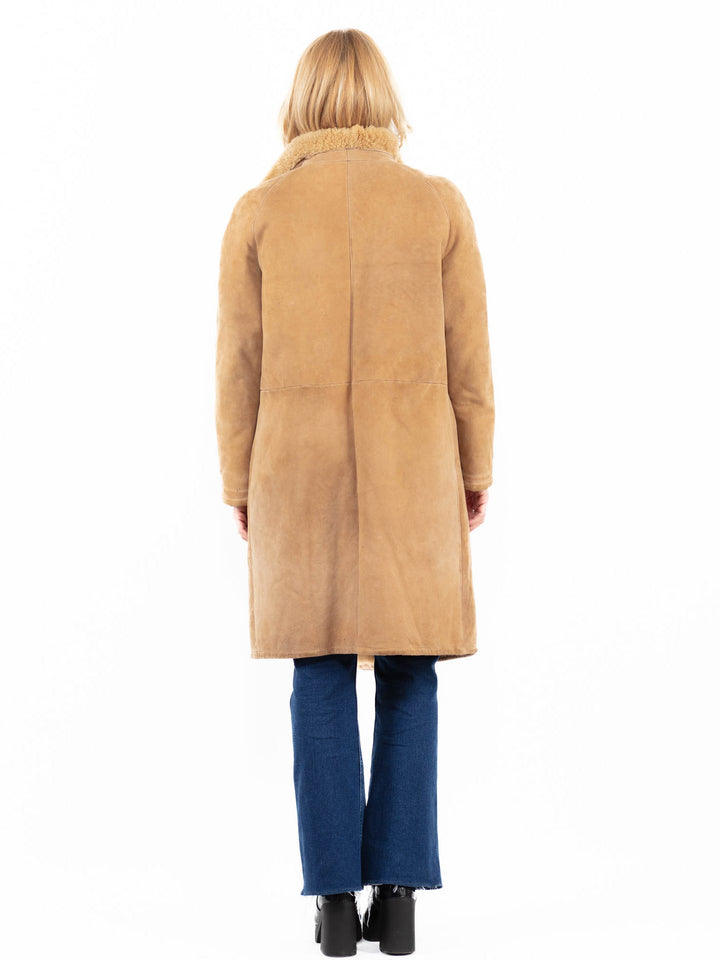 Vintage 80's Women Sheepskin Coat in BeigeA0071