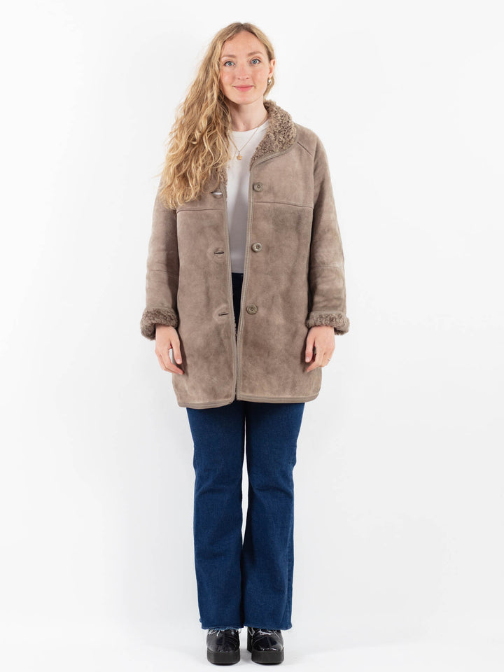 Vintage 80's Women Sheepskin Coat in BeigeV9892