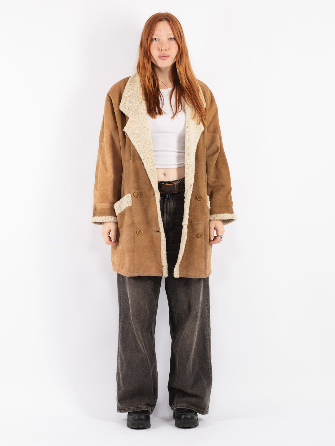 Vintage 80's Women Sheepskin Coat in
