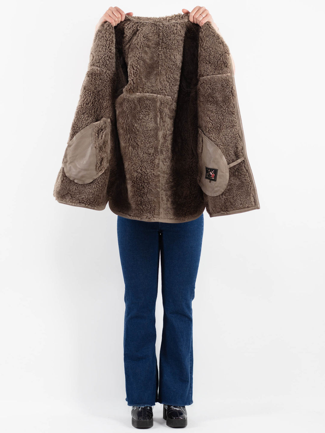 Vintage 80's Women Sheepskin Coat in BeigeV9892