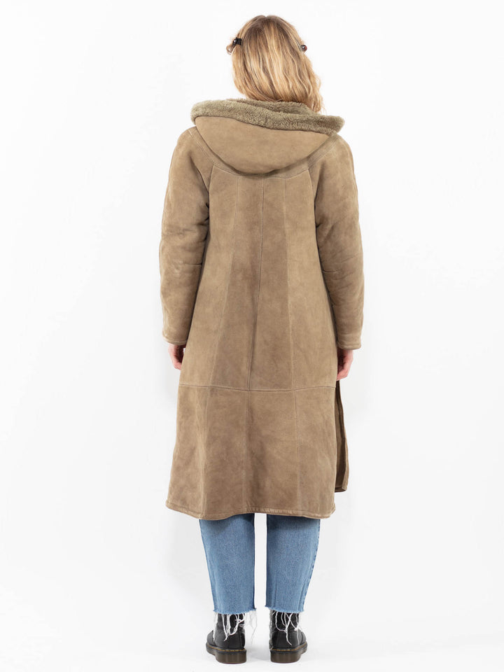 Vintage 80's Women Sheepskin Coat in BeigeA0291