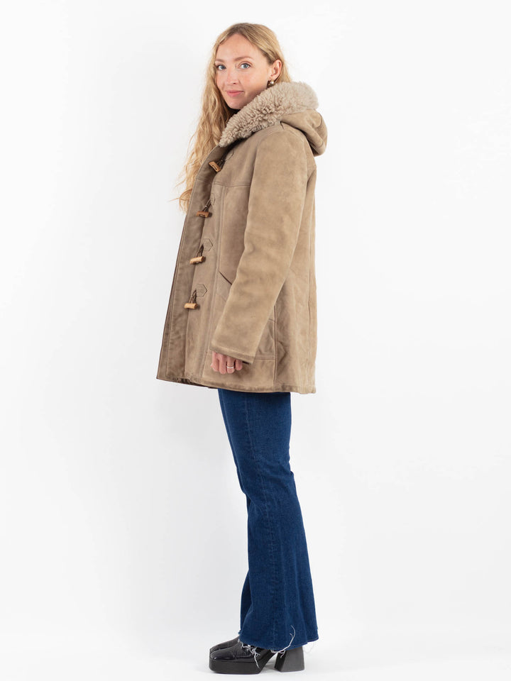 Vintage 80's Women Sheepskin Coat in BeigeV9893