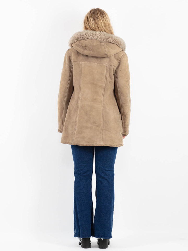 Vintage 80's Women Sheepskin Coat in BeigeV9893