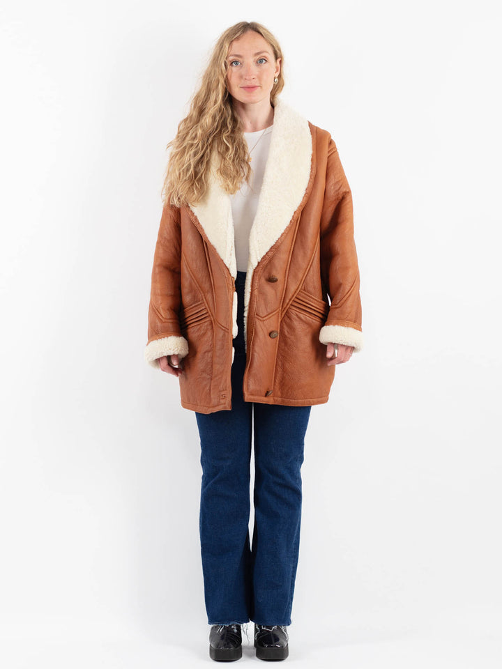 Vintage 80's Women Sheepskin Coat in BrownV9895