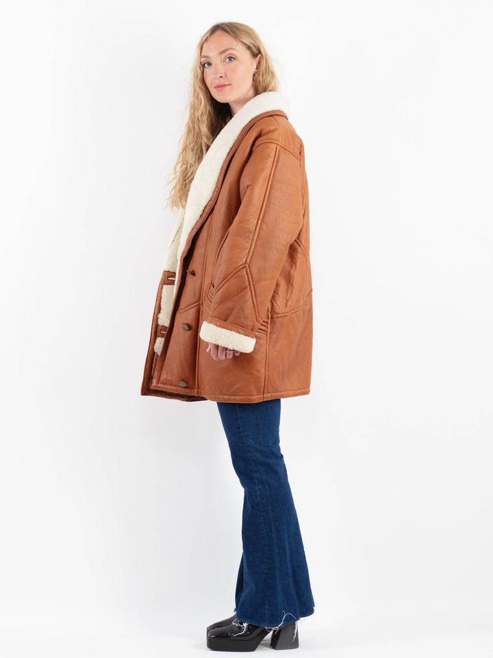 Vintage 80's Women Sheepskin Coat in BrownV9895