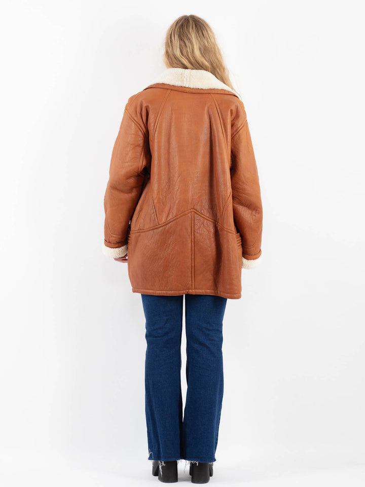 Vintage 80's Women Sheepskin Coat in BrownV9895