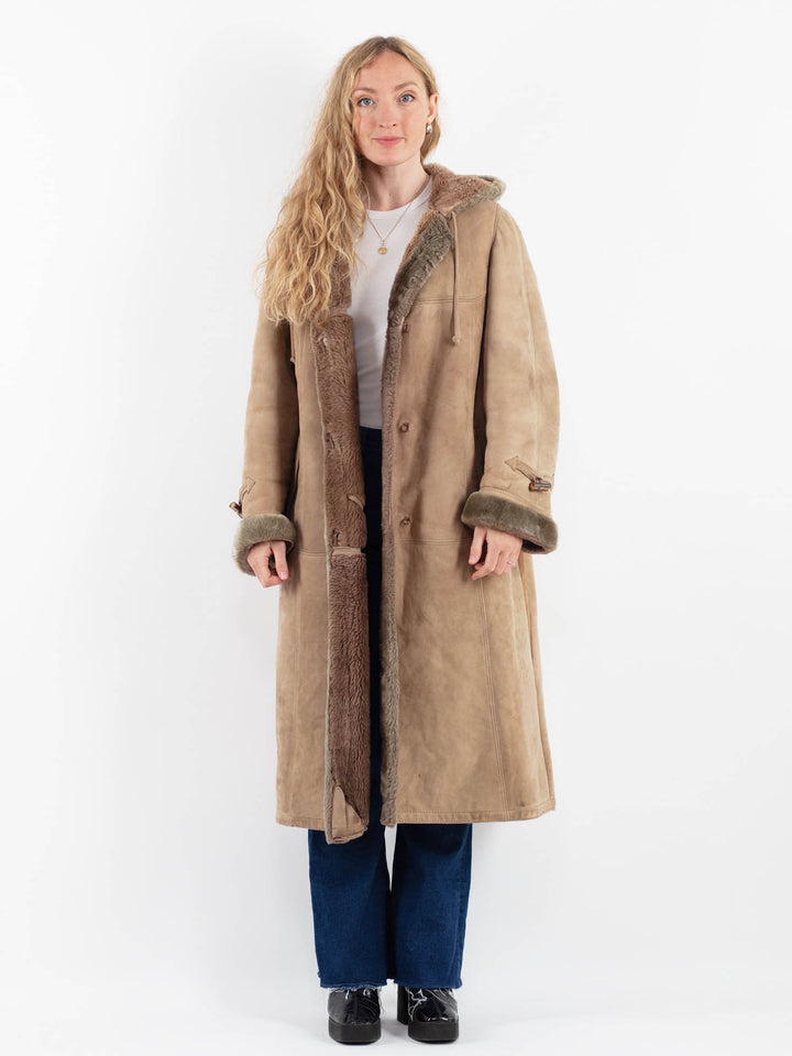 Vintage 80's Women Sheepskin Coat in BeigeV9896