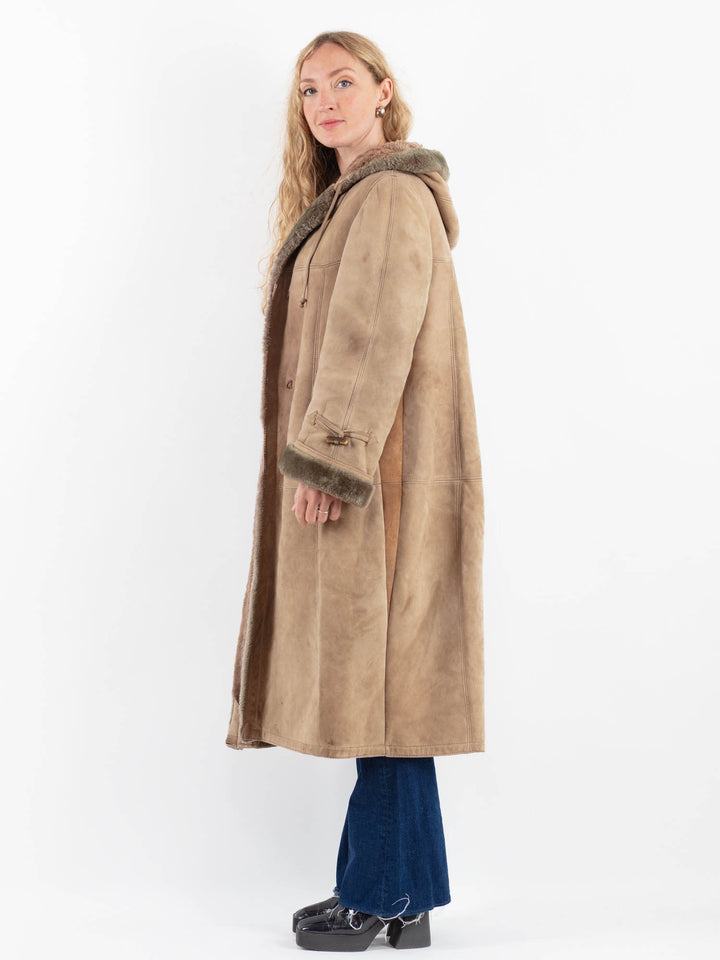 Vintage 80's Women Sheepskin Coat in BeigeV9896