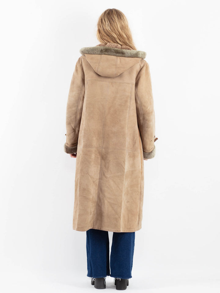 Vintage 80's Women Sheepskin Coat in BeigeV9896