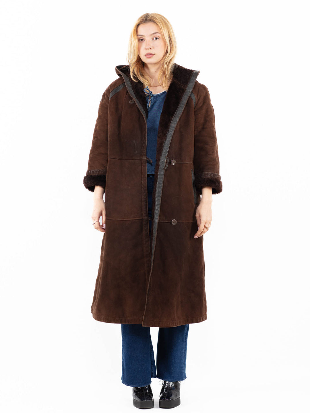 Vintage 80's Women Sheepskin Coat in BrownA0086