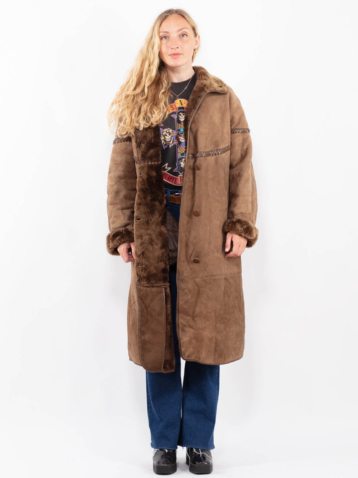 Vintage 80's Women Sheepskin Coat in BrownA0401