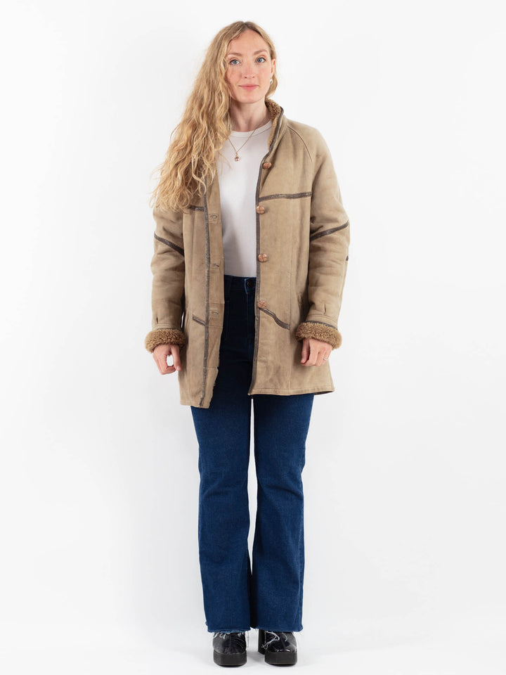 Vintage 80's Women Sheepskin Coat in BeigeV9901