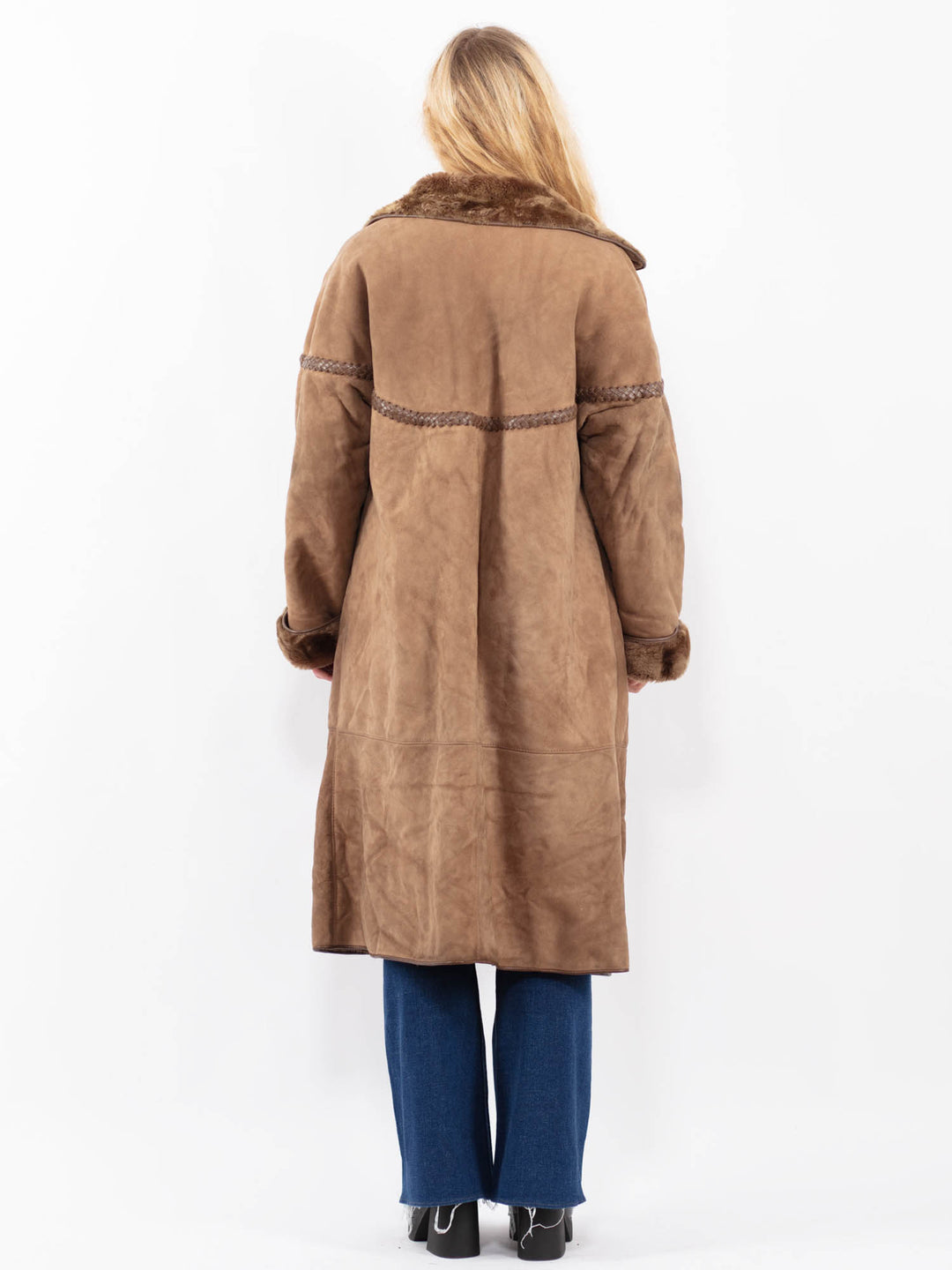 Vintage 80's Women Sheepskin Coat in BrownA0401