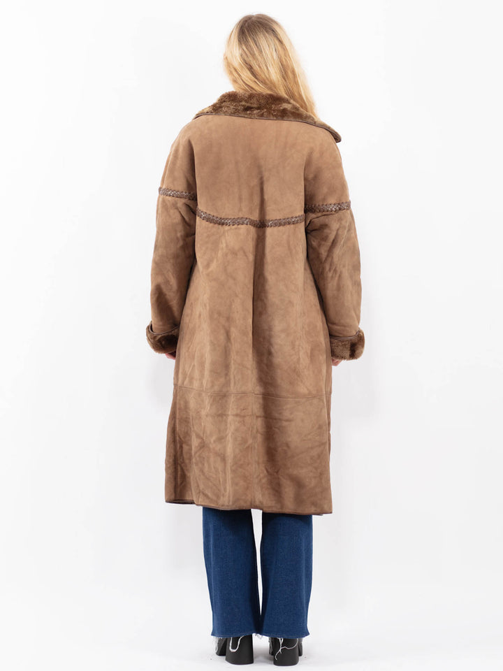 Vintage 80's Women Sheepskin Coat in BrownA0401