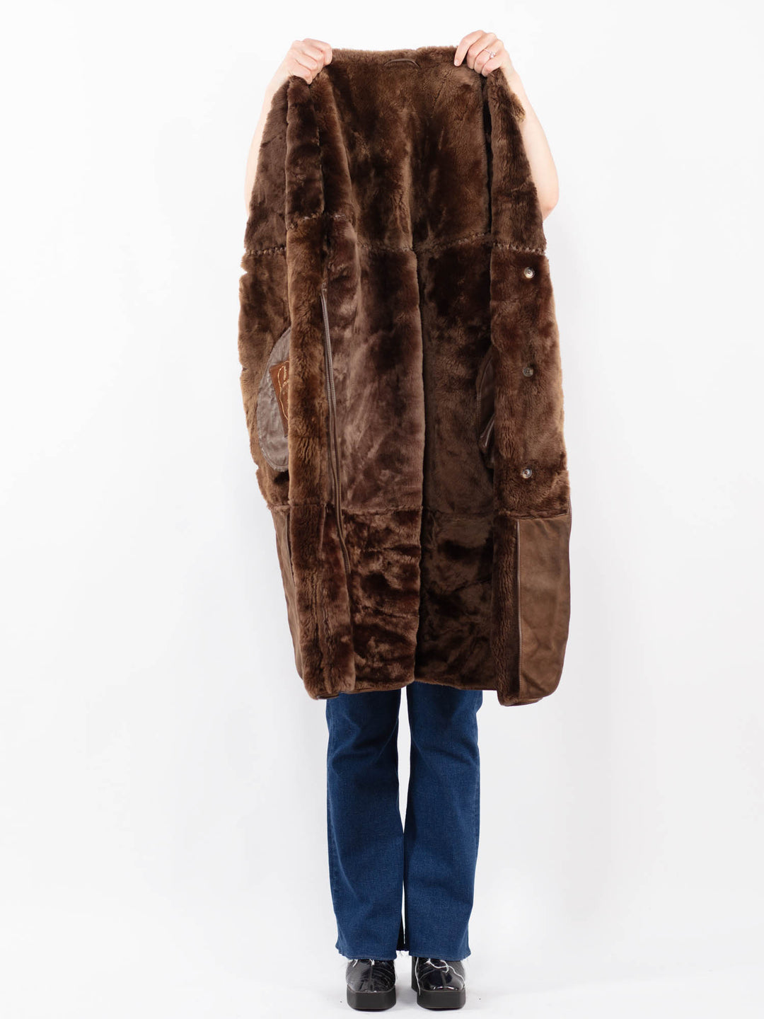 Vintage 80's Women Sheepskin Coat in BrownA0401