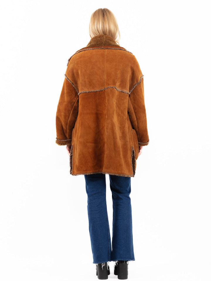 Vintage 80's Women Sheepskin Coat in BrownA0097