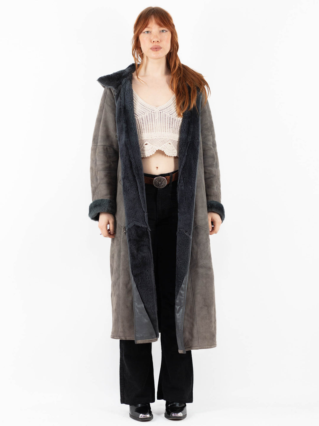 Vintage 80's Women Sheepskin in GrayV9805