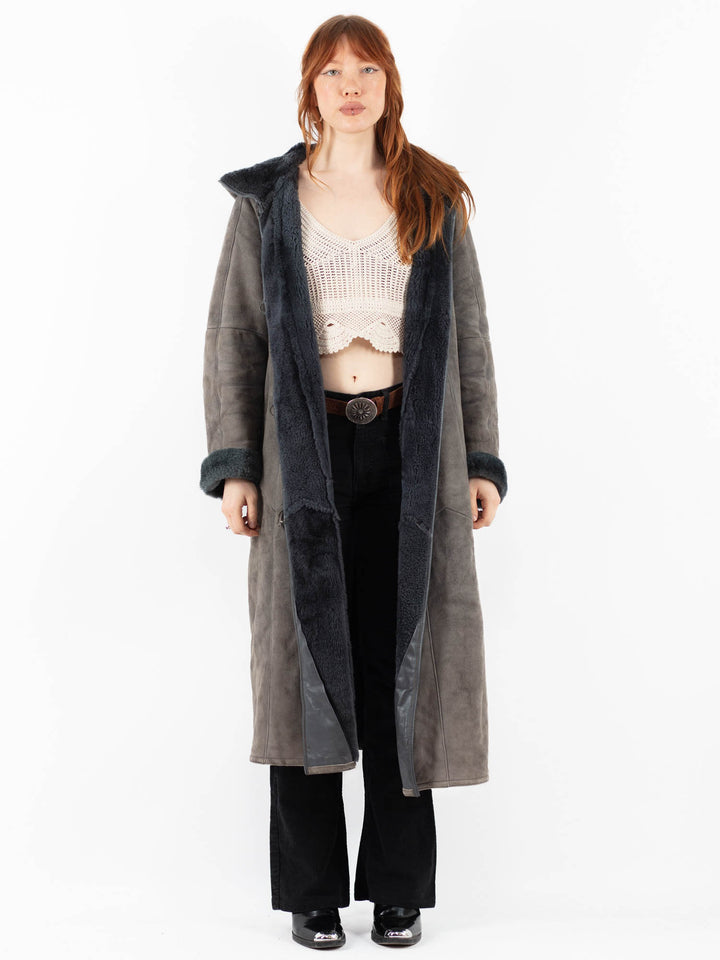Vintage 80's Women Sheepskin in GrayV9805