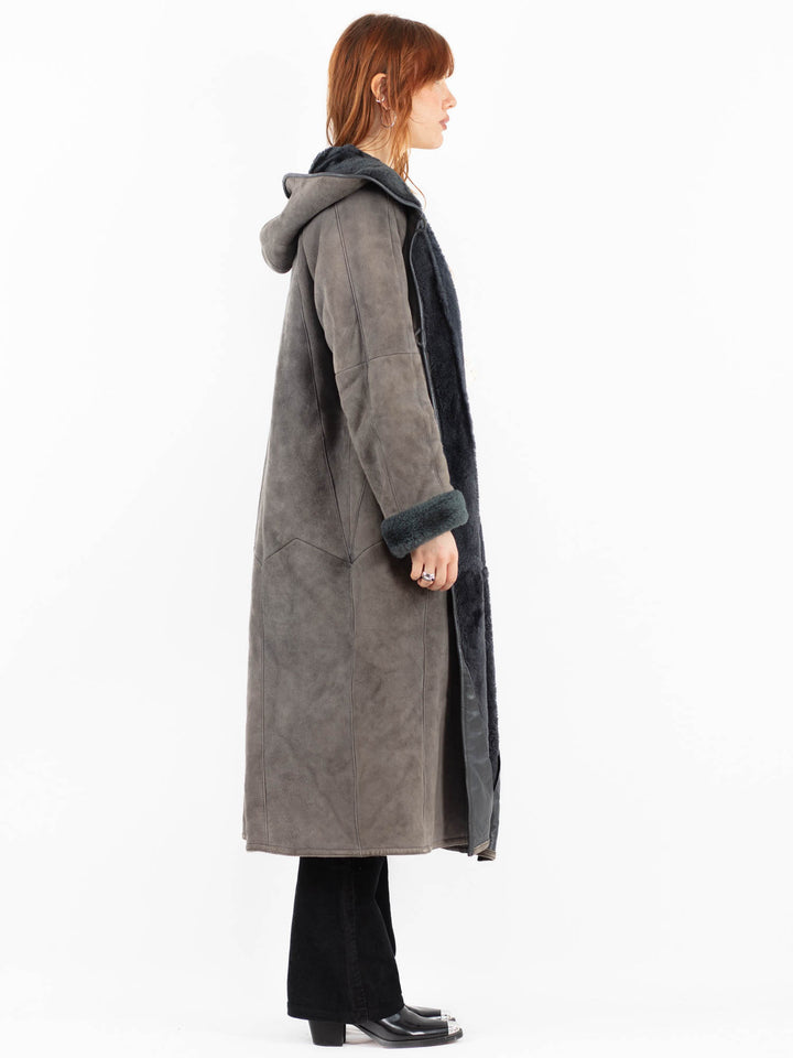 Vintage 80's Women Sheepskin in GrayV9805