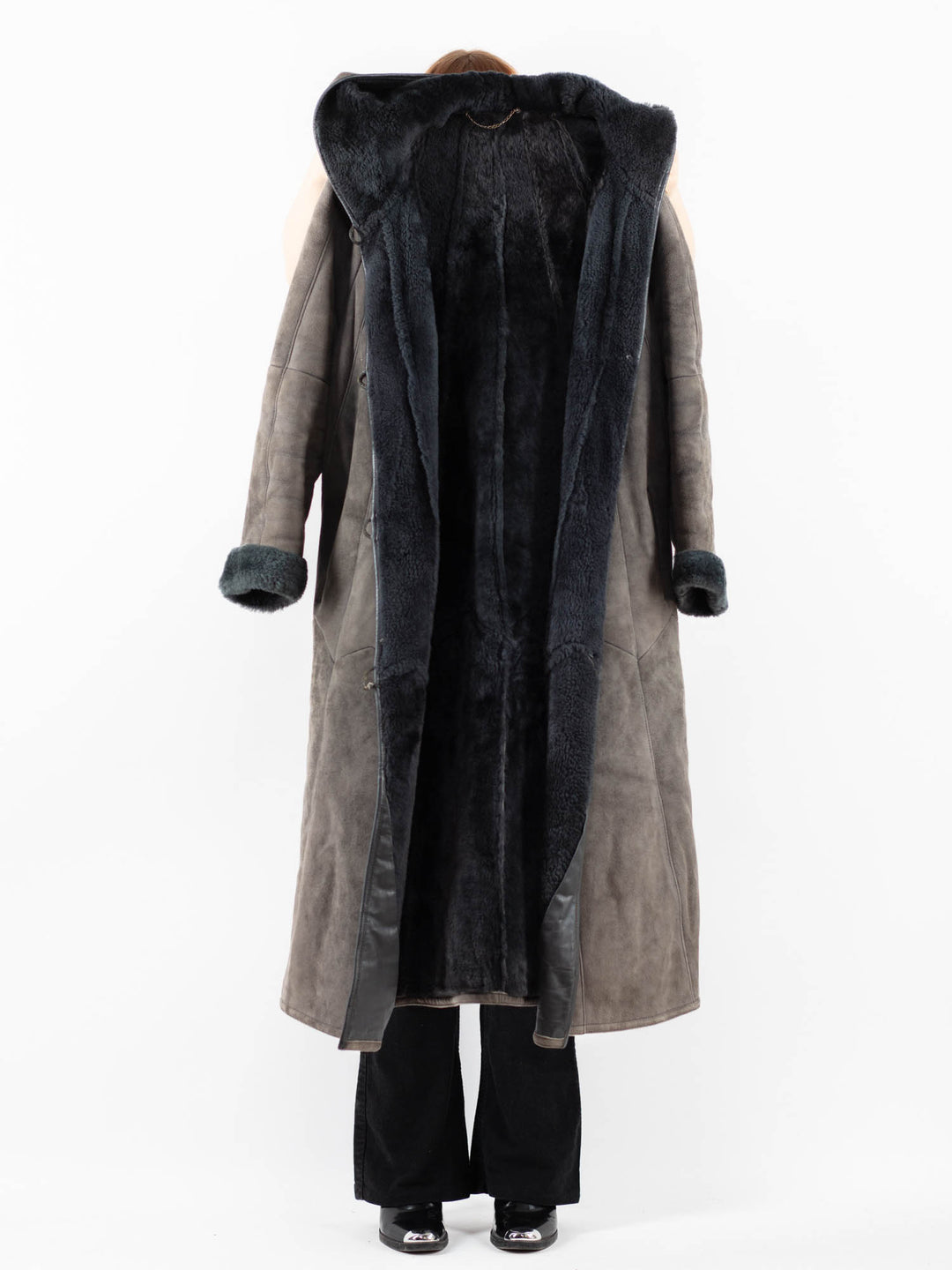 Vintage 80's Women Sheepskin in GrayV9805