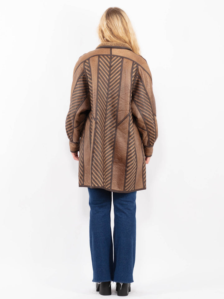 Vintage 80's Women Sheepskin Coat in BrownA0411