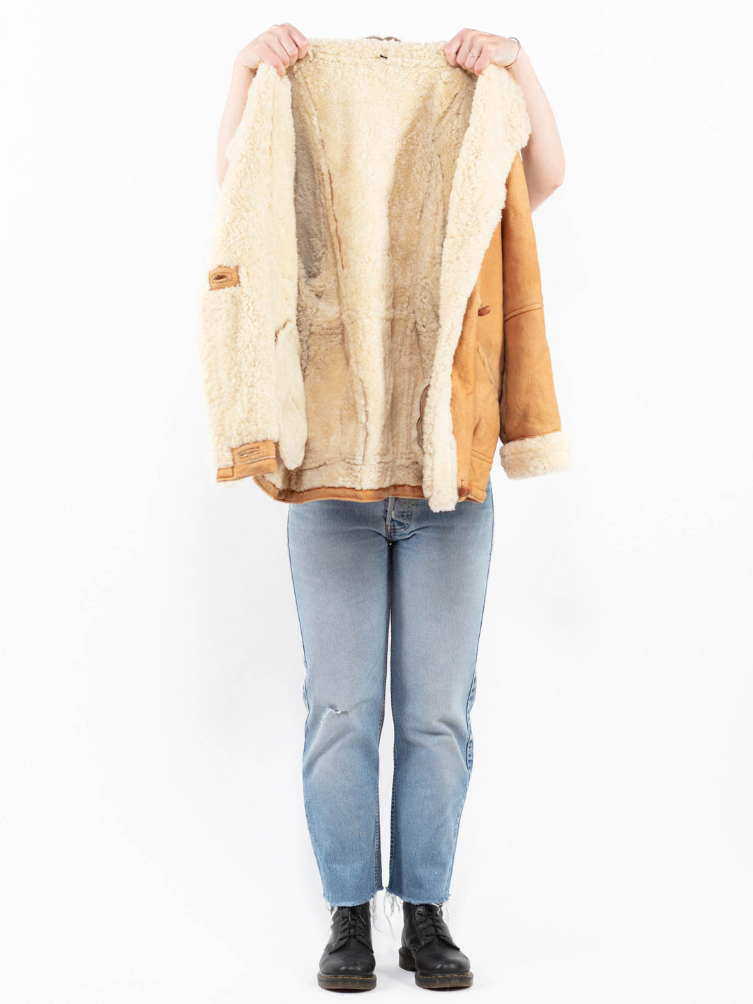 Vintage 80's Women Sheepskin Coat in BrownA0310