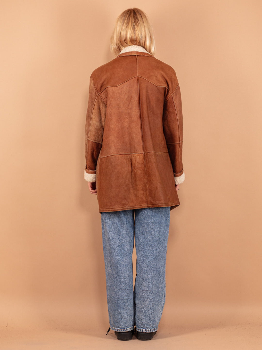 Vintage 80's Women Sheepskin Coat in Brown