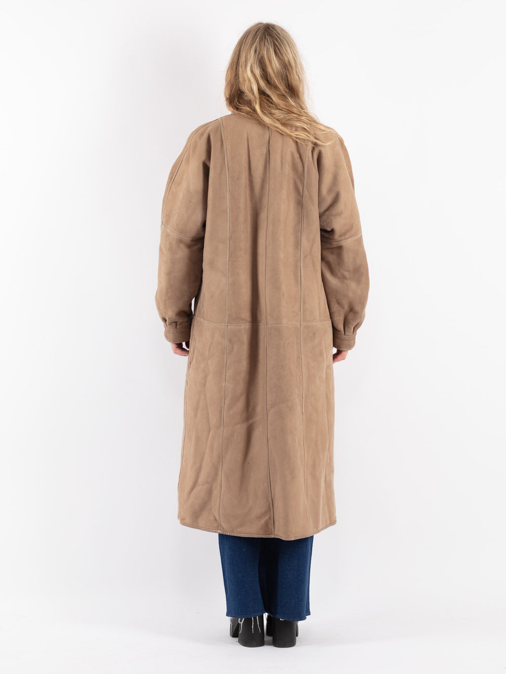Vintage 80's Women Sheepskin Coat in Beige