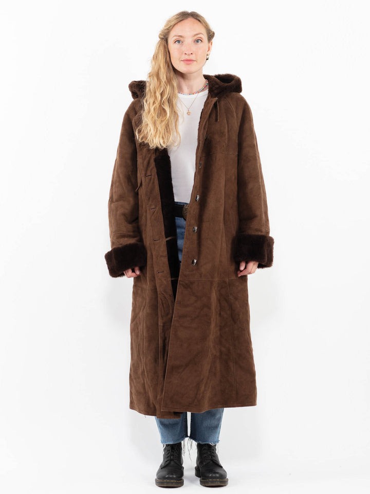 Vintage 80's Women Sheepskin Coat in BrownA0325