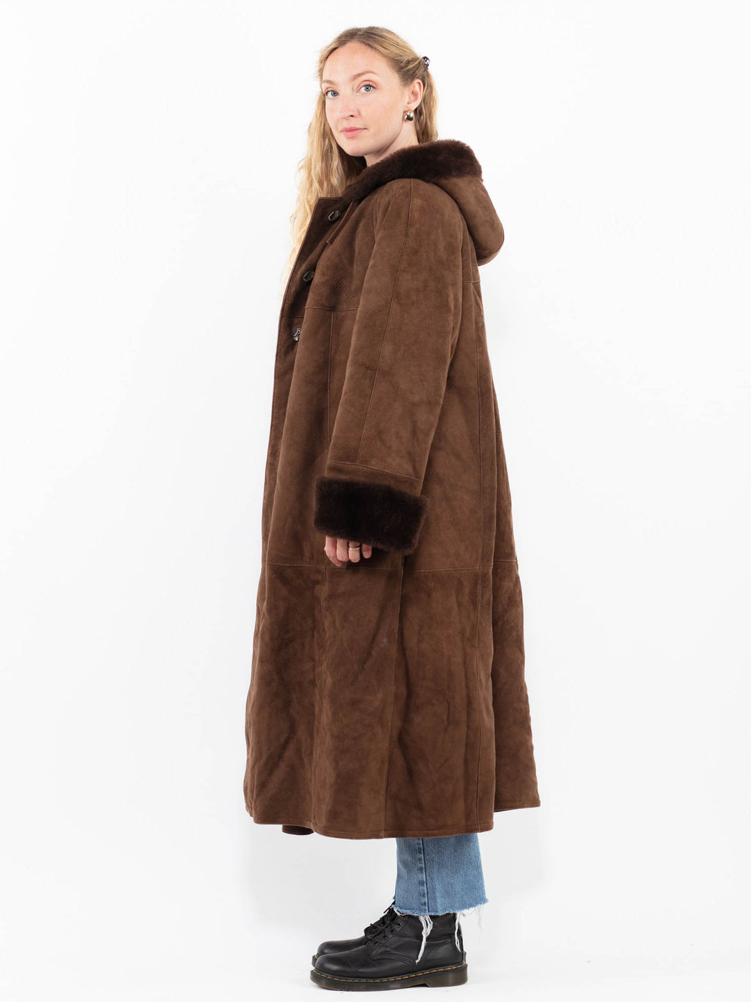 Vintage 80's Women Sheepskin Coat in BrownA0325