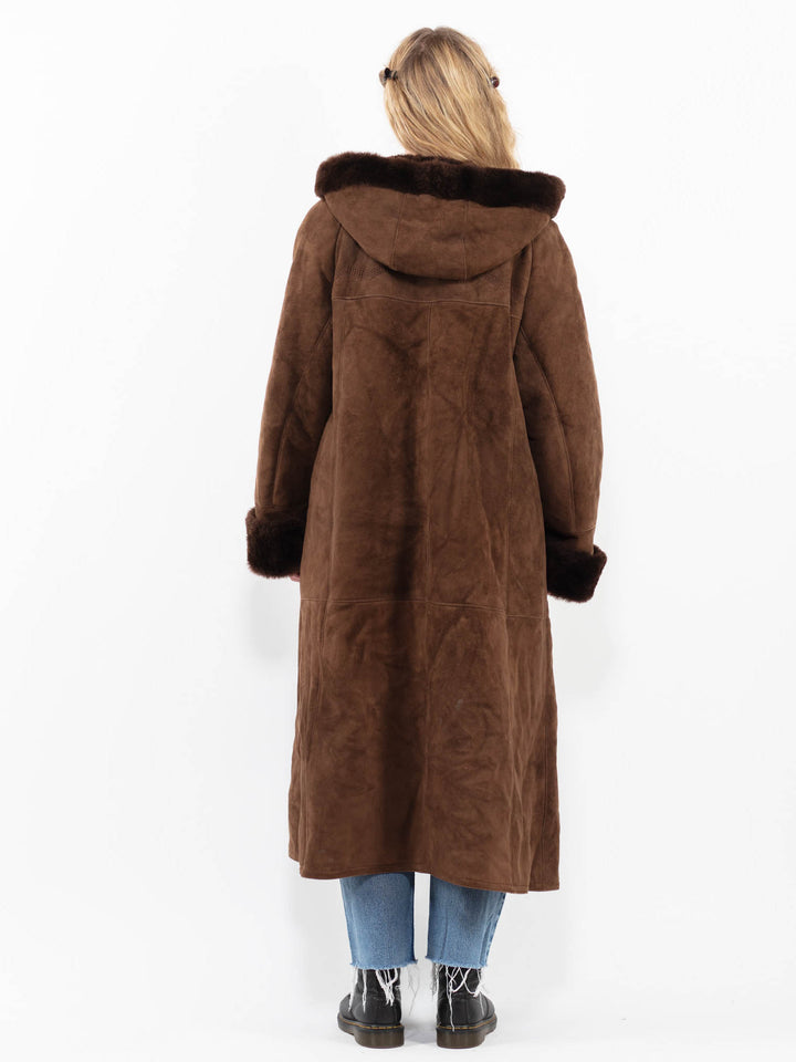 Vintage 80's Women Sheepskin Coat in BrownA0325