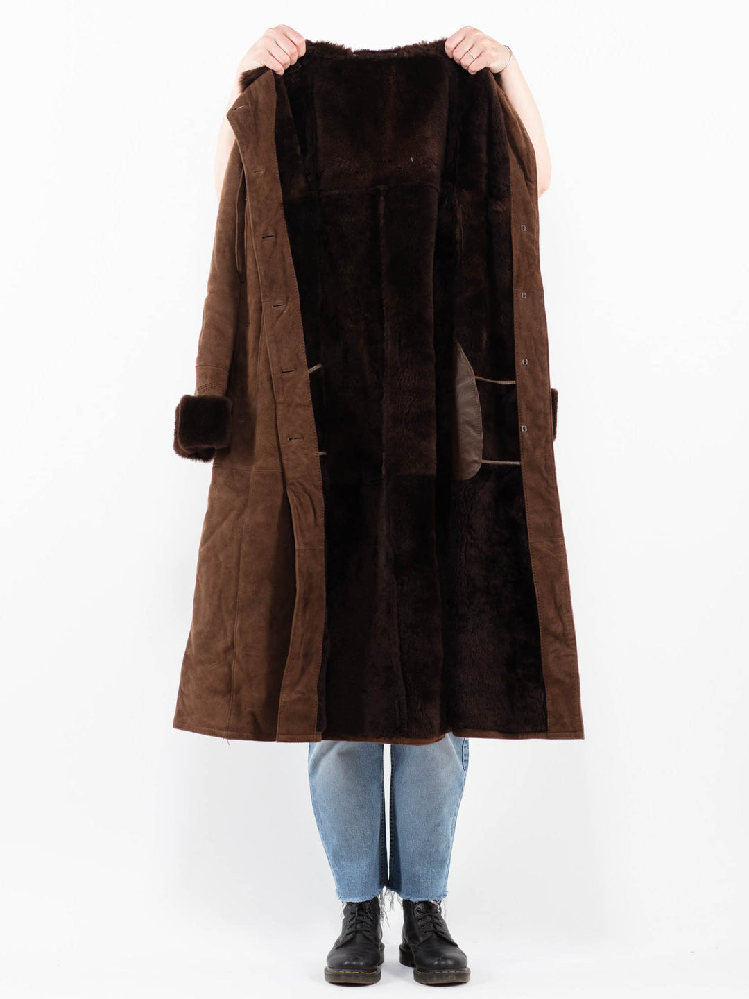 Vintage 80's Women Sheepskin Coat in BrownA0325