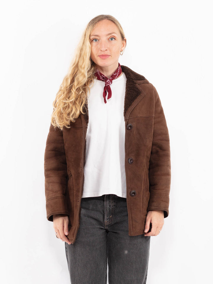 Vintage 80's Women Sheepskin Coat in BrassA0671