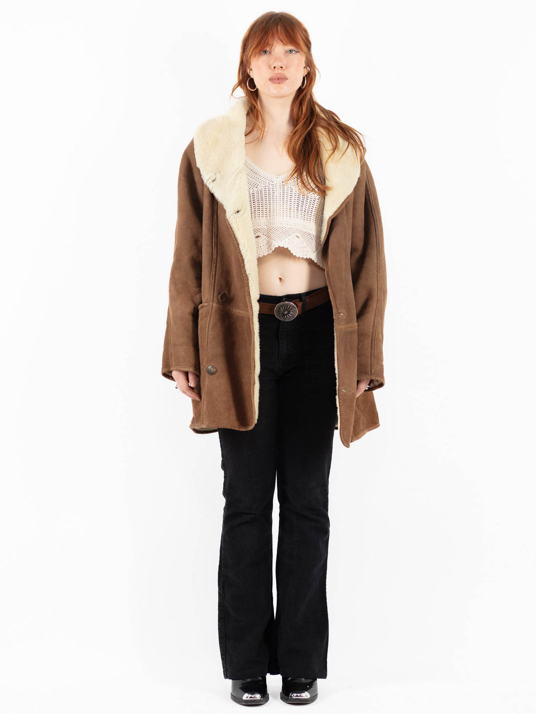 Vintage 80's Women Sheepskin in BrownV9825