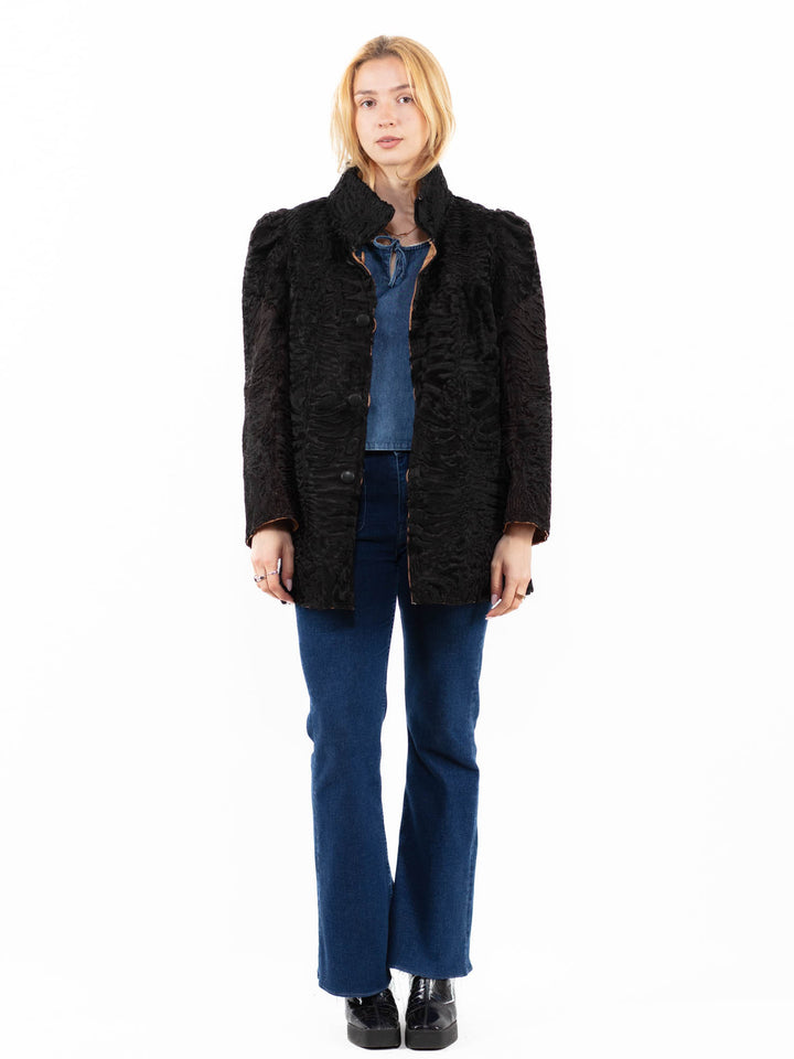 Vintage 80's Women Sheepskin Coat in BeigeA0125