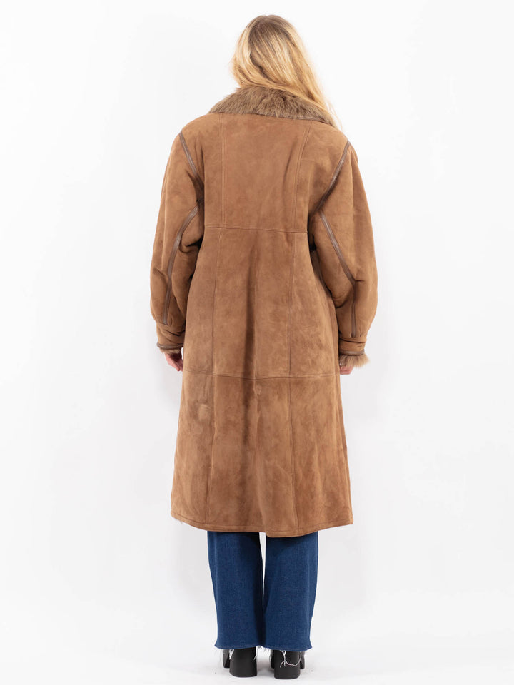Vintage 80's Women Sheepskin Coat in BeigeA0438