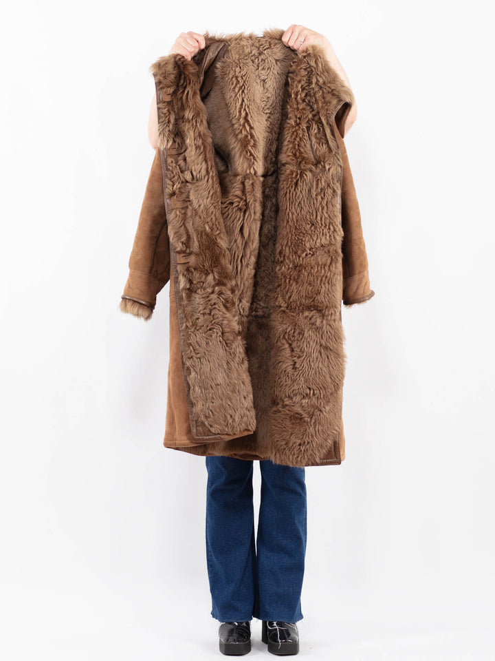 Vintage 80's Women Sheepskin Coat in BeigeA0438
