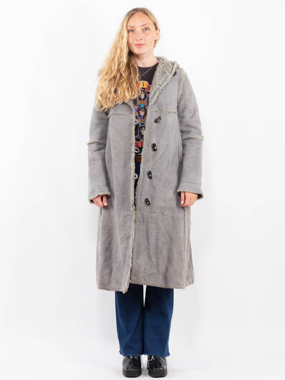 Vintage 80's Women Sheepskin in GrayA0465