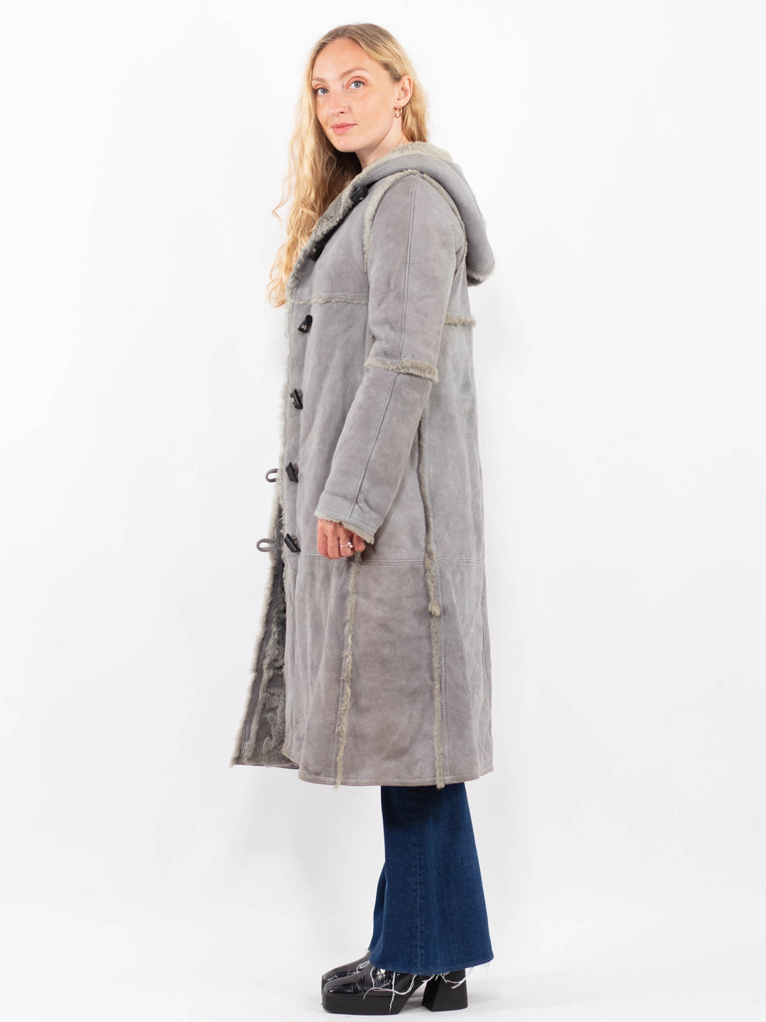 Vintage 80's Women Sheepskin in GrayA0465