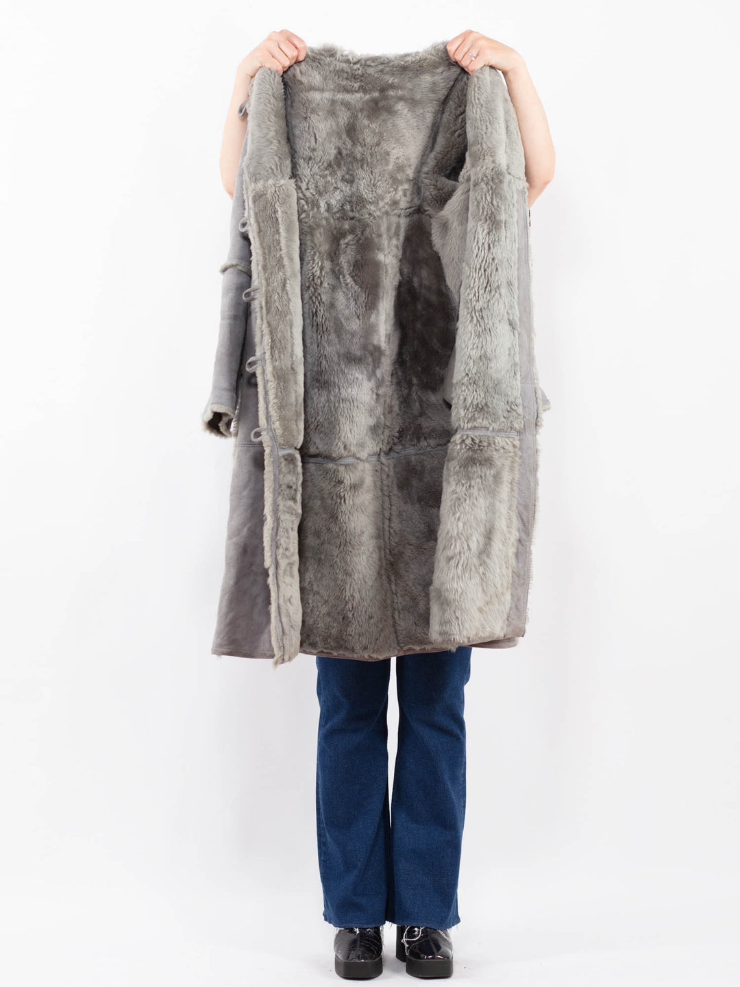 Vintage 80's Women Sheepskin in GrayA0465