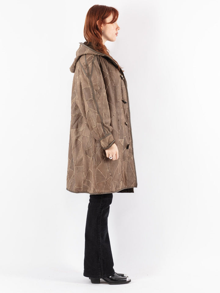 Vintage 90's Women Sheepskin Coat in Brown