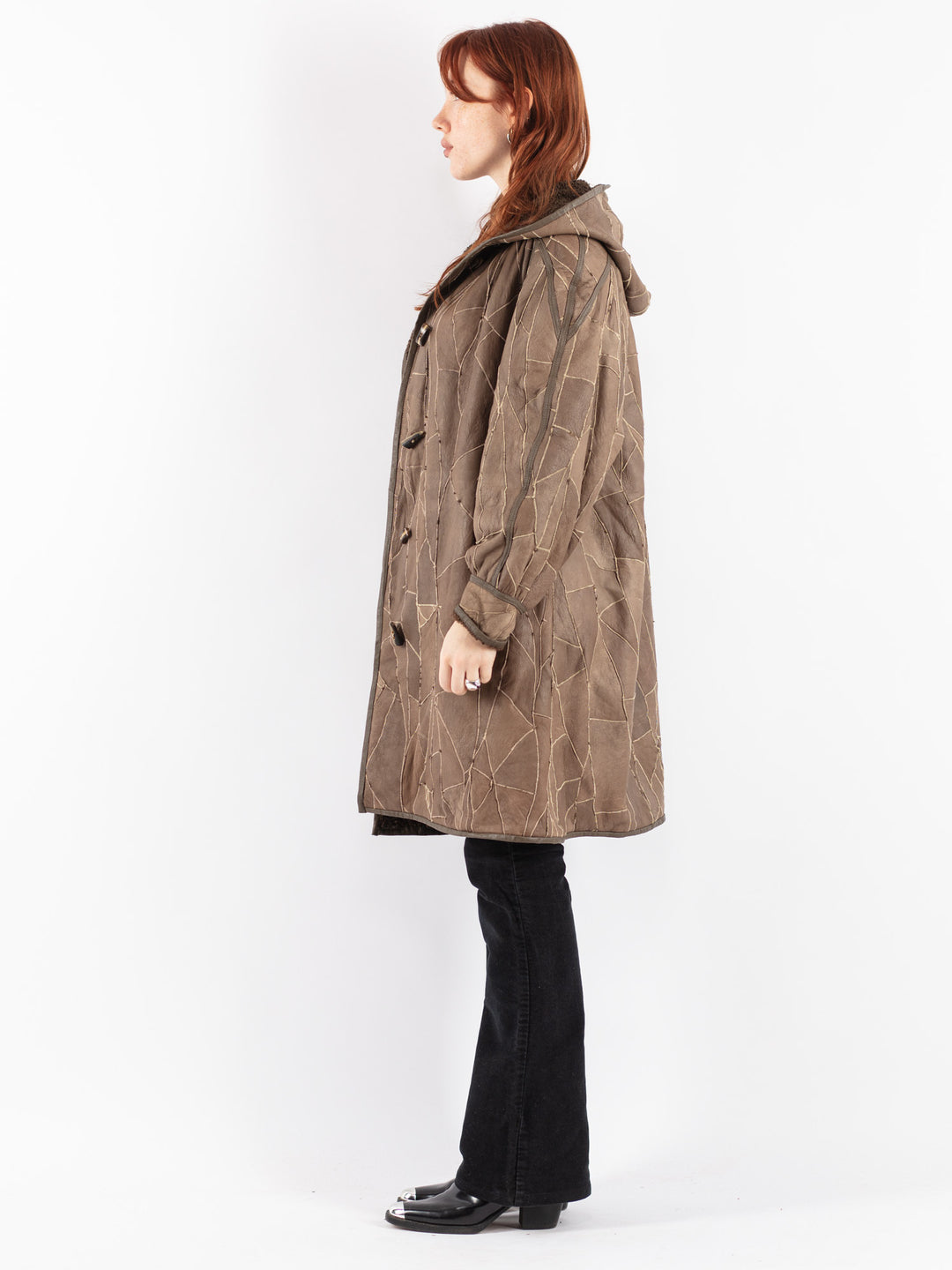 Vintage 90's Women Sheepskin Coat in Brown