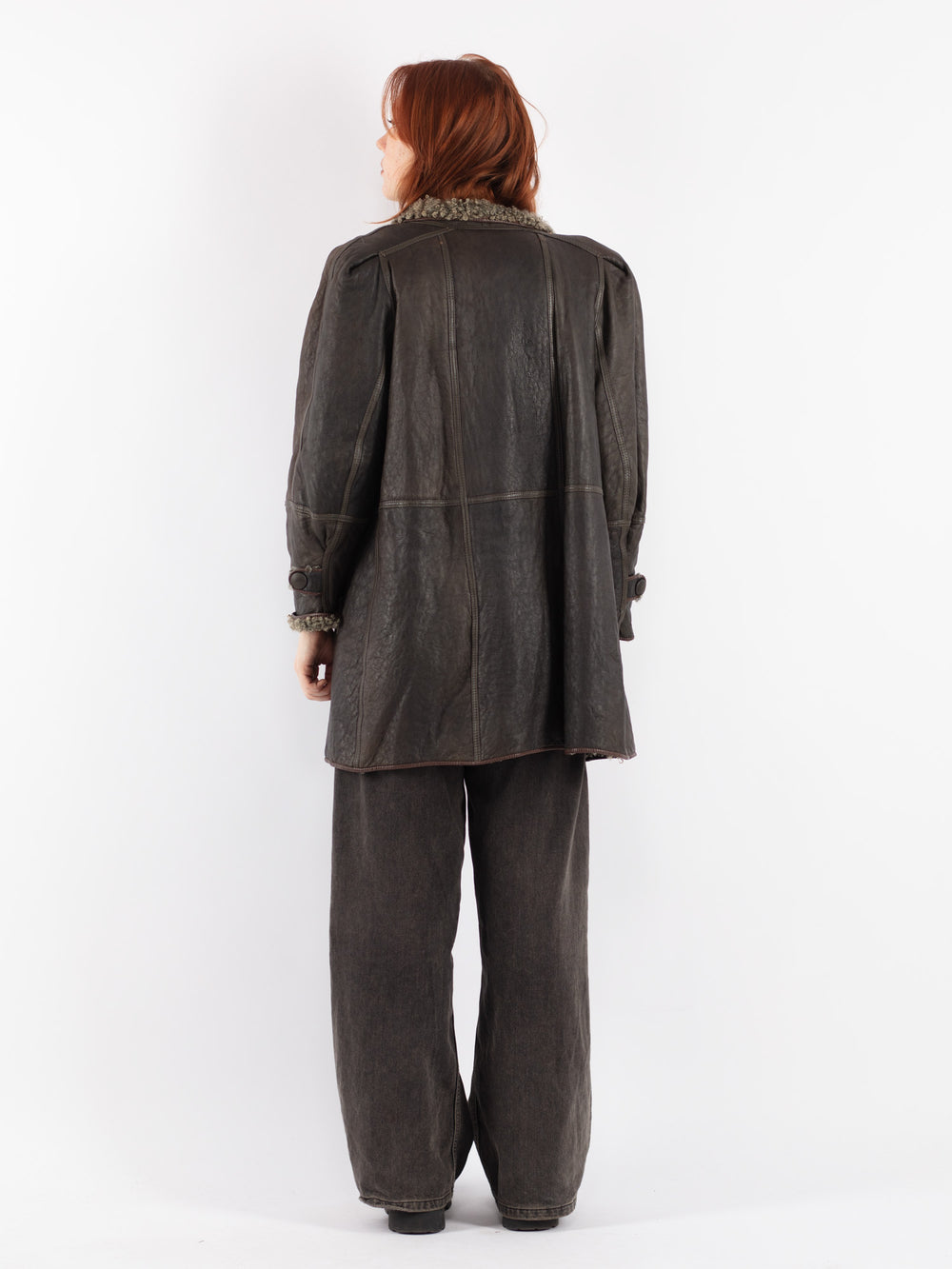 Vintage 80's Women Sheepskin Coat in Brown