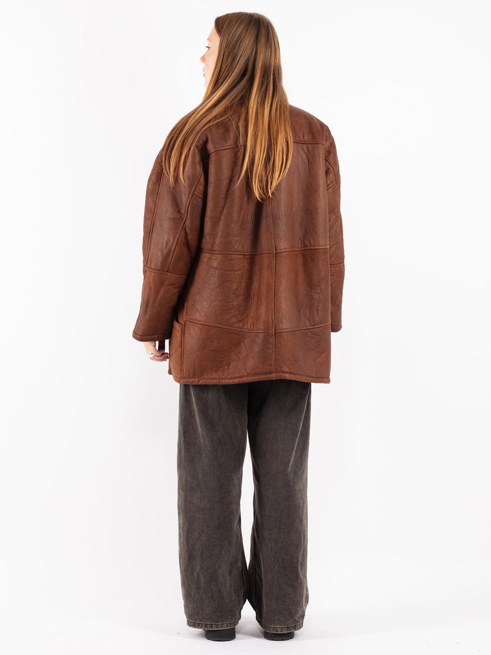 Vintage 80's Women Sheepskin Coat in Brown