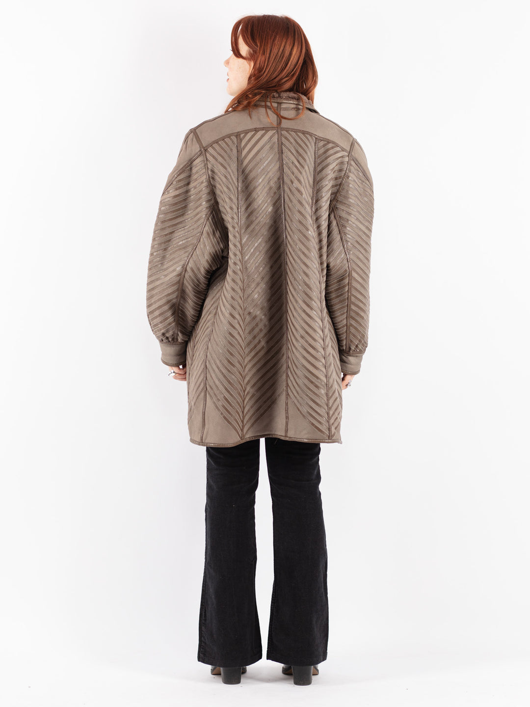 Vintage 80's Women Sheepskin Coat in Beige