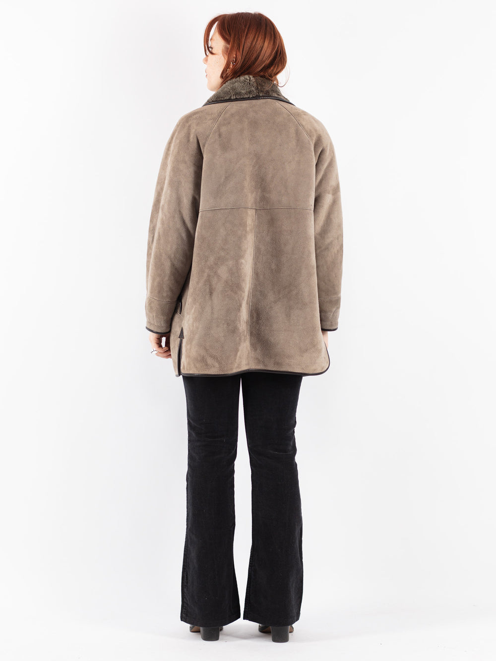 Vintage 80's Women Sheepskin Coat in Beige