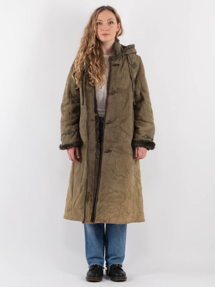 Vintage 80's Women Sheepskin Coat in GreenV9320