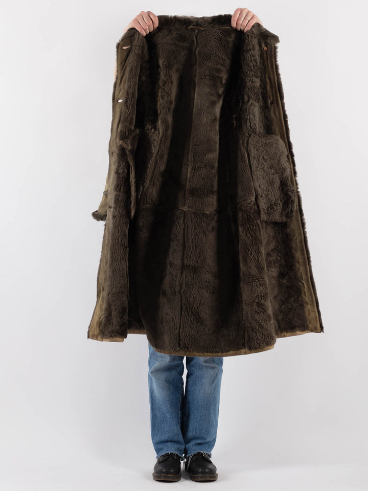 Vintage 80's Women Sheepskin Coat in GreenV9320
